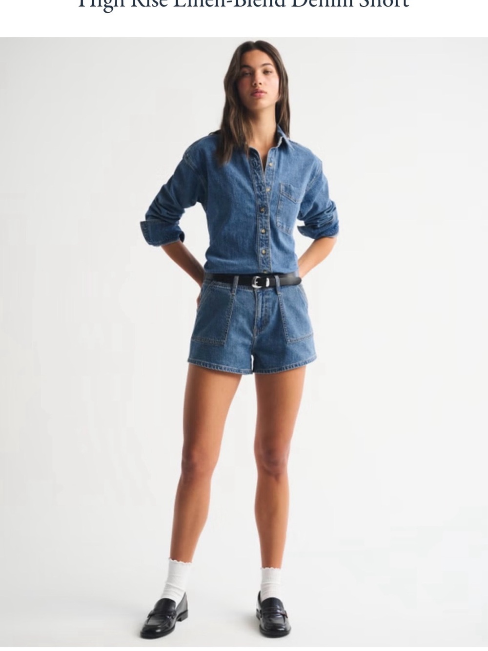 Abercrombie & Fitch High-Waist Linen Blend Shorts